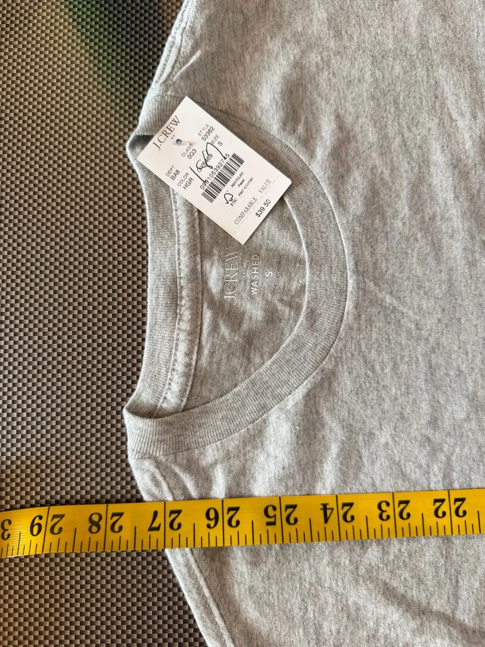 NWT J. Crew Light Gray Washed Crewneck Tee - Men size S